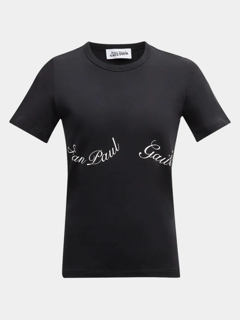 NWT Jean Paul Gaultier Black Tee with White Script Logo - Picture 1 of 3